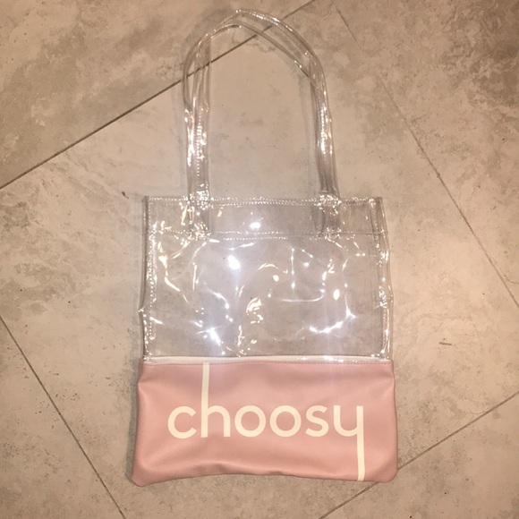 clear pink tote bag